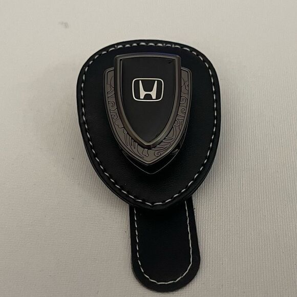 Honda Sunglass Holder for Car with Logo Black PU Leather NWT - Picture 2 of 10